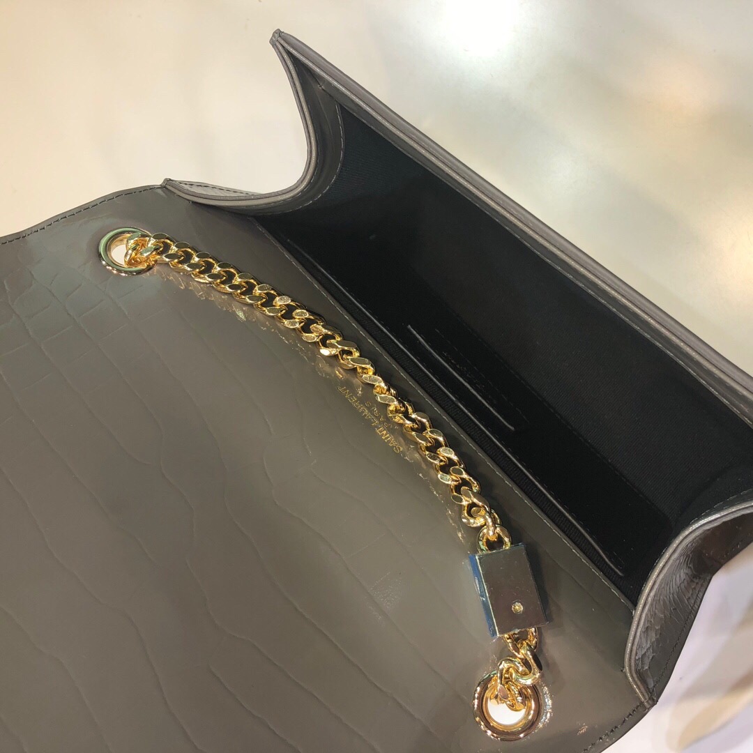Saint Laurent Kate Small Chain Bag With Tassel In Embossed Green For Women 7.8in/20cm YSL 