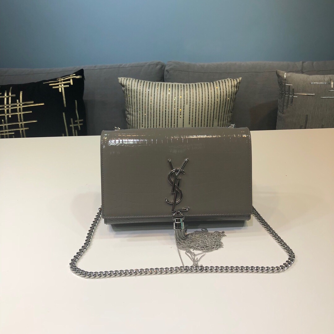 Saint Laurent Kate Small Chain Bag With Tassel In Embossed Green For Women 7.8in/20cm YSL 