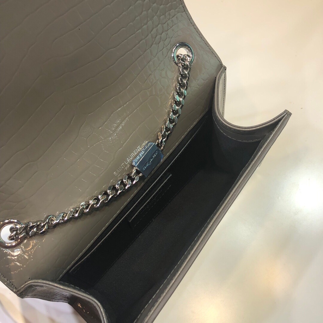 Saint Laurent Kate Small Chain Bag With Tassel In Embossed Green For Women 7.8in/20cm YSL 