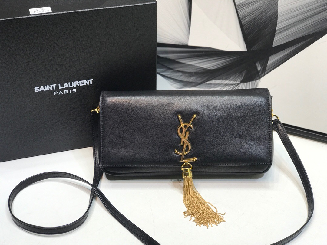 Saint Laurent Kate Tassel Small Shoulder Bag Black For Women 10.2in/26cm YSL