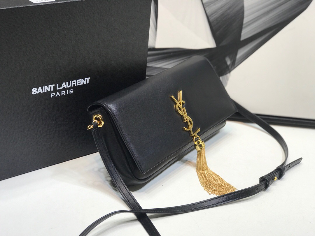 Saint Laurent Kate Tassel Small Shoulder Bag Black For Women 10.2in/26cm YSL