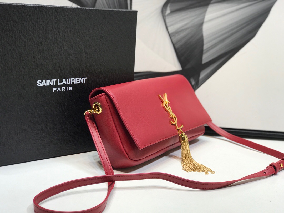 Saint Laurent Kate Tassel Small Shoulder Bag Red For Women 10.2in/26cm YSL 