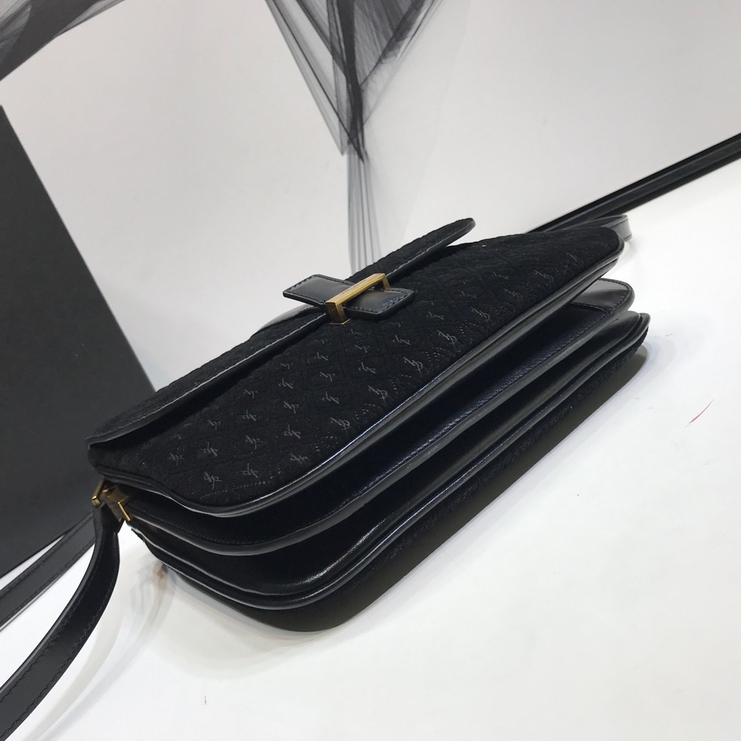 Saint Laurent Le Monogramme Small Satchel In Monogram Canvas And Smooth Black For Women 9in/23cm YSL