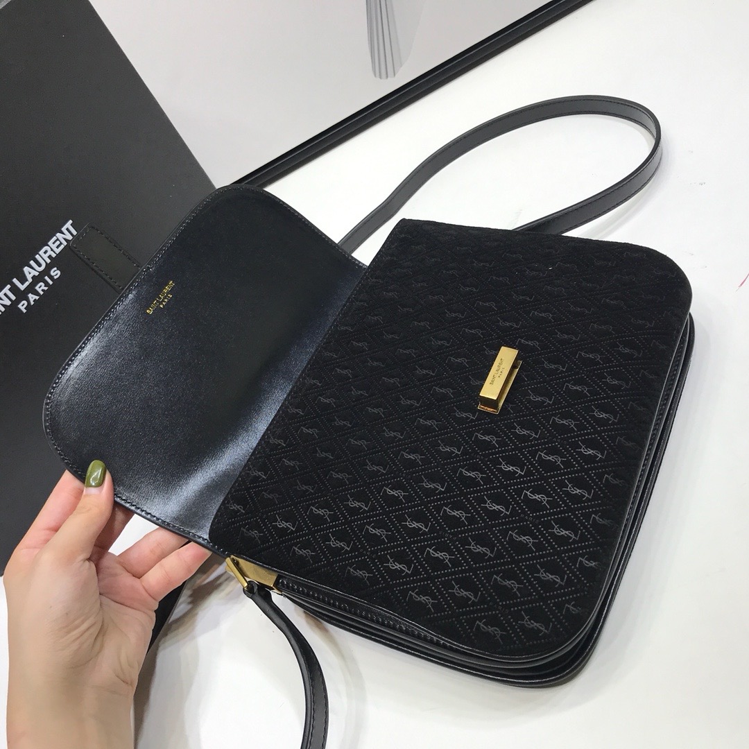 Saint Laurent Le Monogramme Small Satchel In Monogram Canvas And Smooth Black For Women 9in/23cm YSL