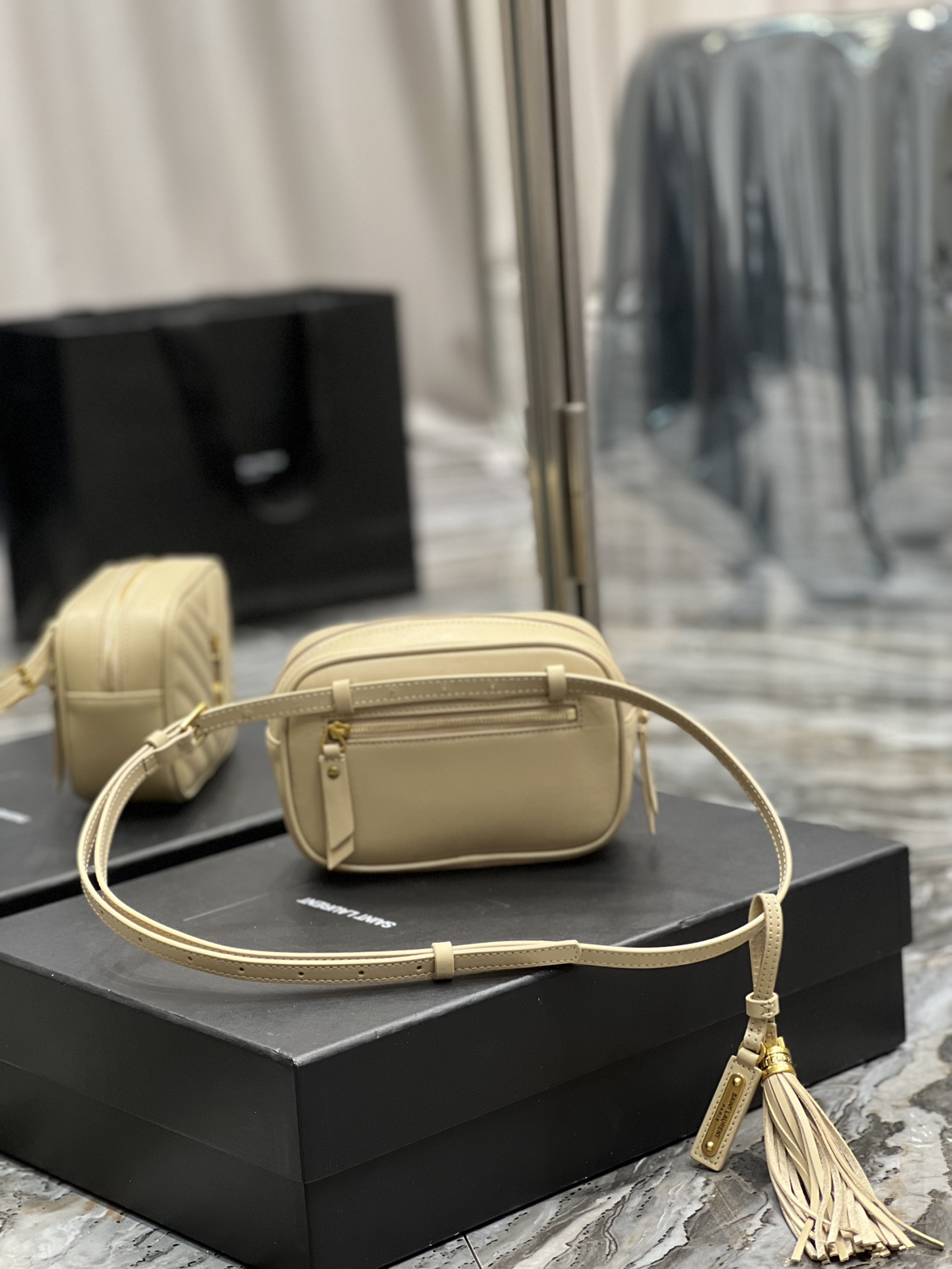 Saint Laurent Lou Belt Bag Beige In Matelassé Gold Toned Hardware For Women 6.1in/15cm YSL 614031DV7072721