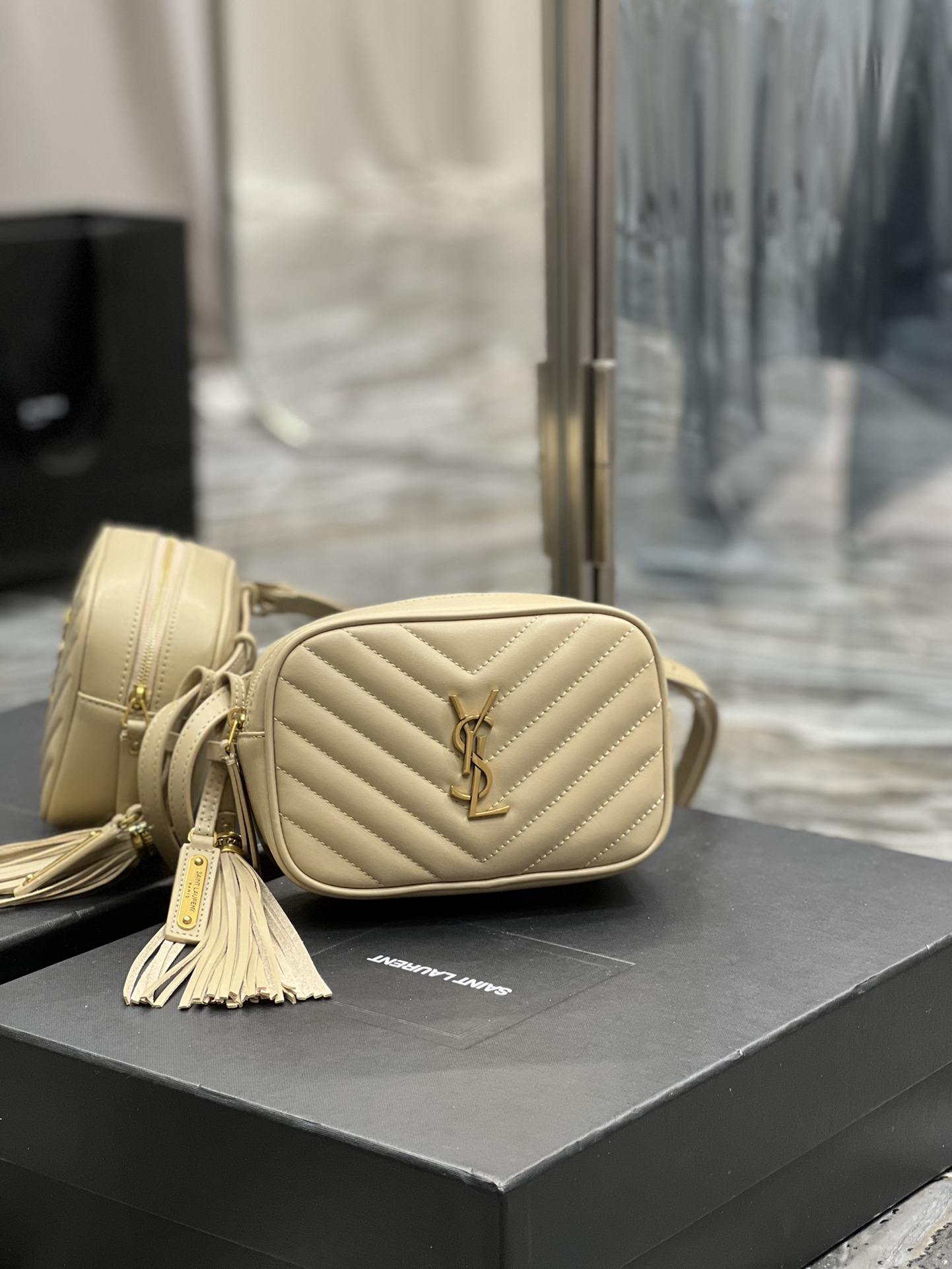 Saint Laurent Lou Belt Bag Beige In Matelassé Gold Toned Hardware For Women 6.1in/15cm YSL 614031DV7072721