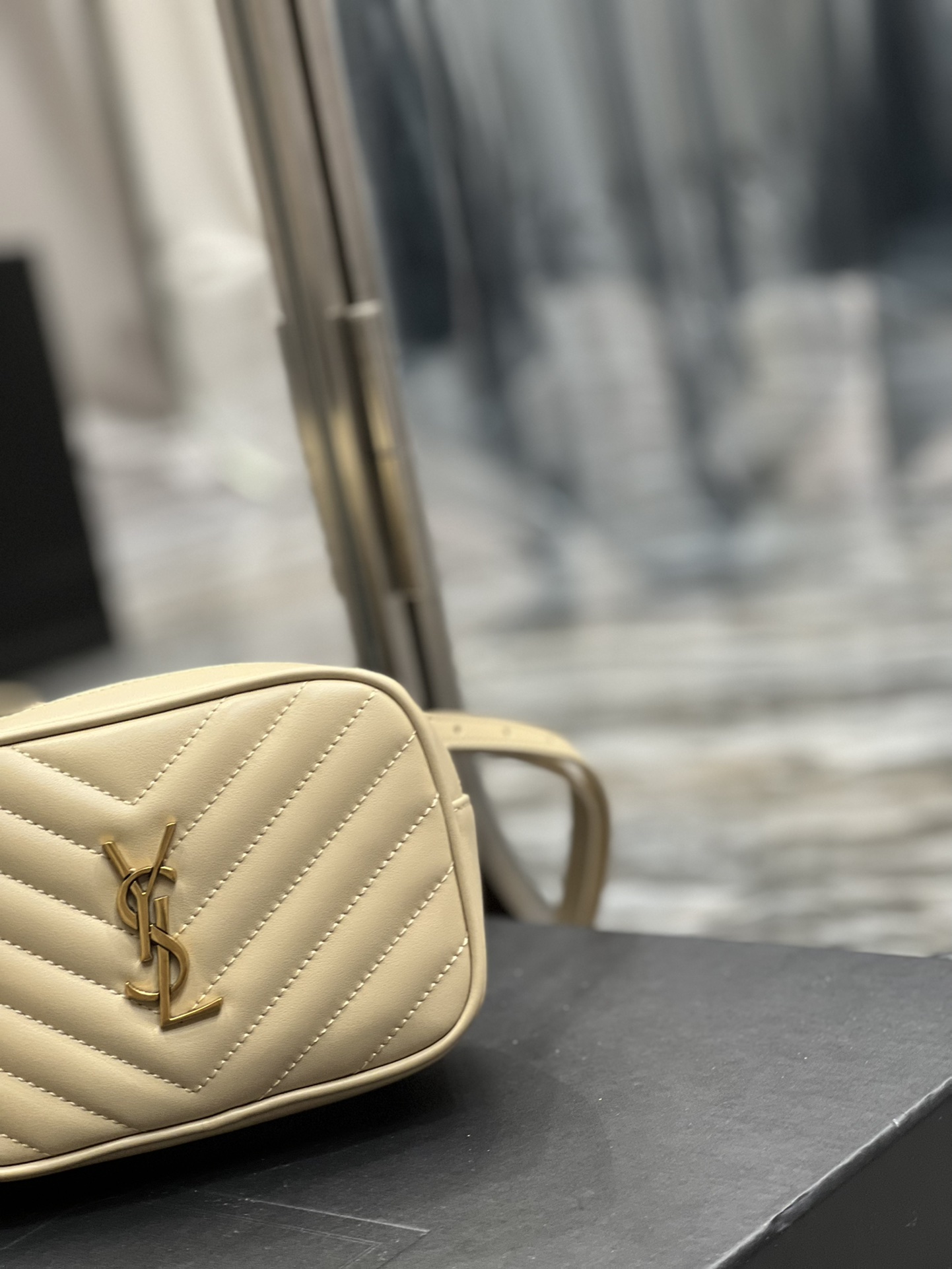 Saint Laurent Lou Belt Bag Beige In Matelassé Gold Toned Hardware For Women 6.1in/15cm YSL 614031DV7072721