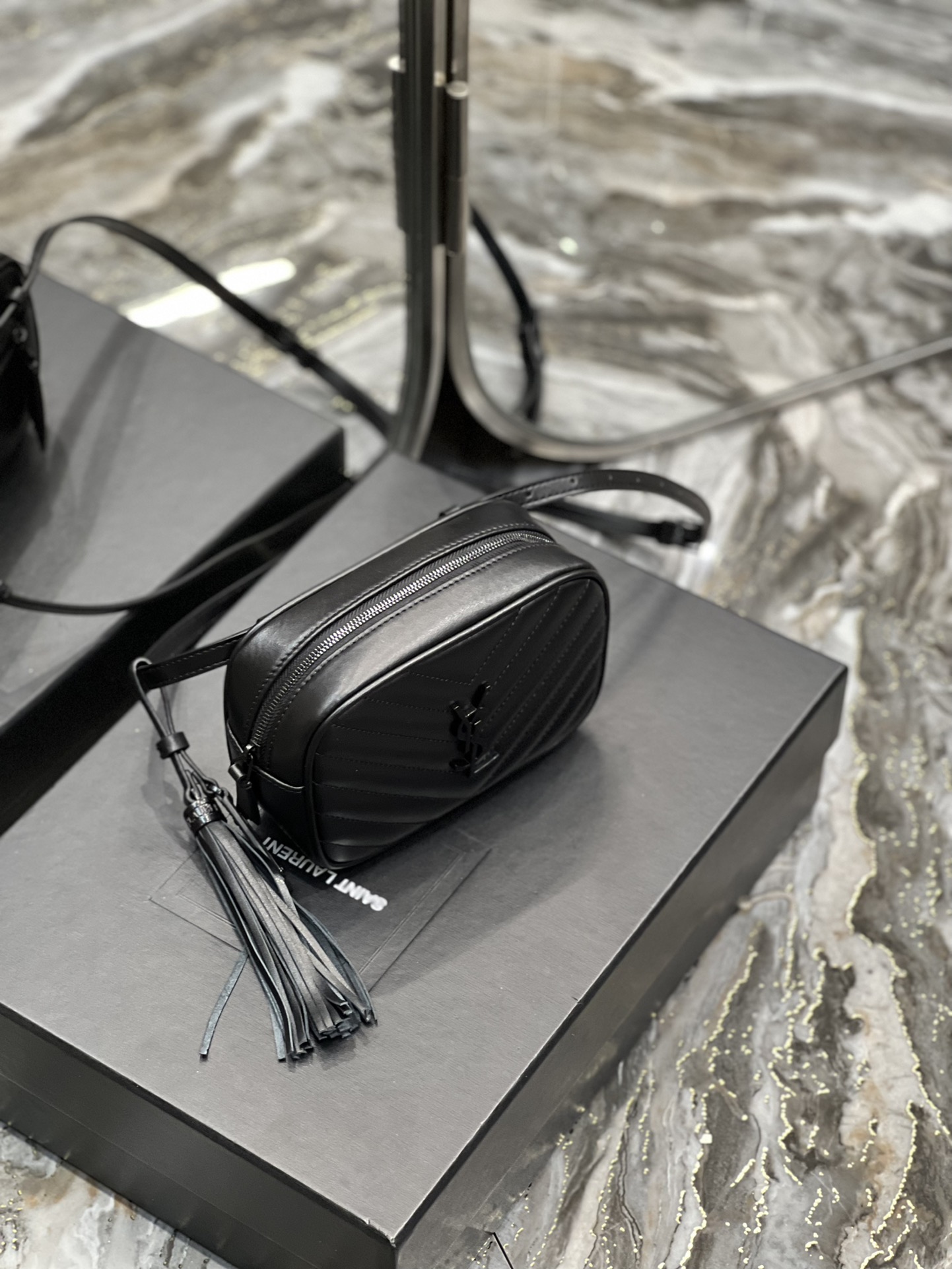 Saint Laurent Lou Belt Bag Black In Matelassé Black Metal Hardware For Women 6.1in/15cm YSL 534817DV7081000