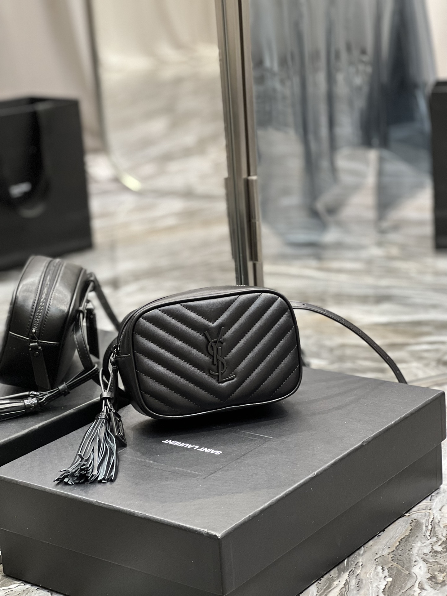Saint Laurent Lou Belt Bag Black In Matelassé Black Metal Hardware For Women 6.1in/15cm YSL 534817DV7081000