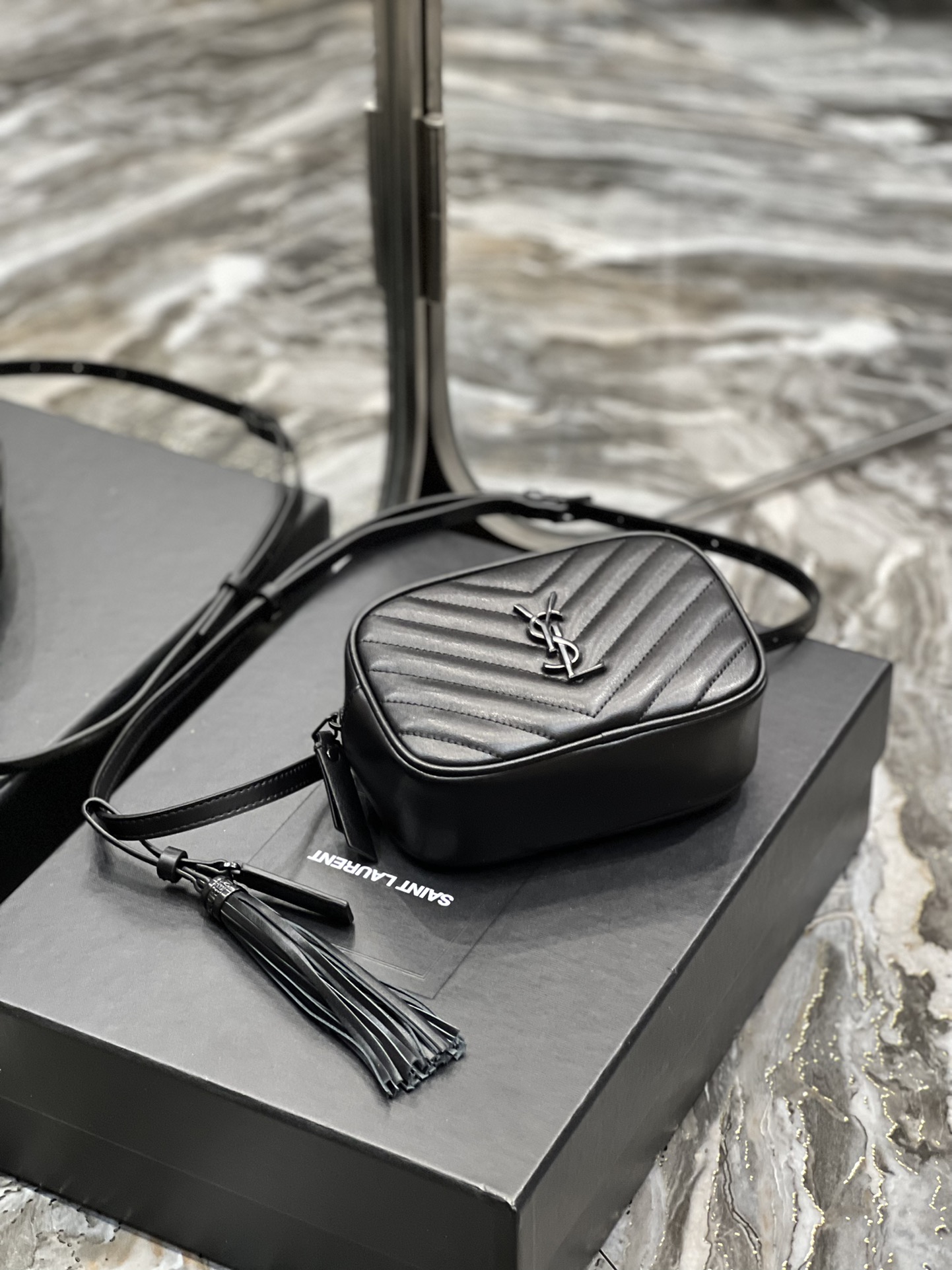 Saint Laurent Lou Belt Bag Black In Matelassé Black Metal Hardware For Women 6.1in/15cm YSL 534817DV7081000