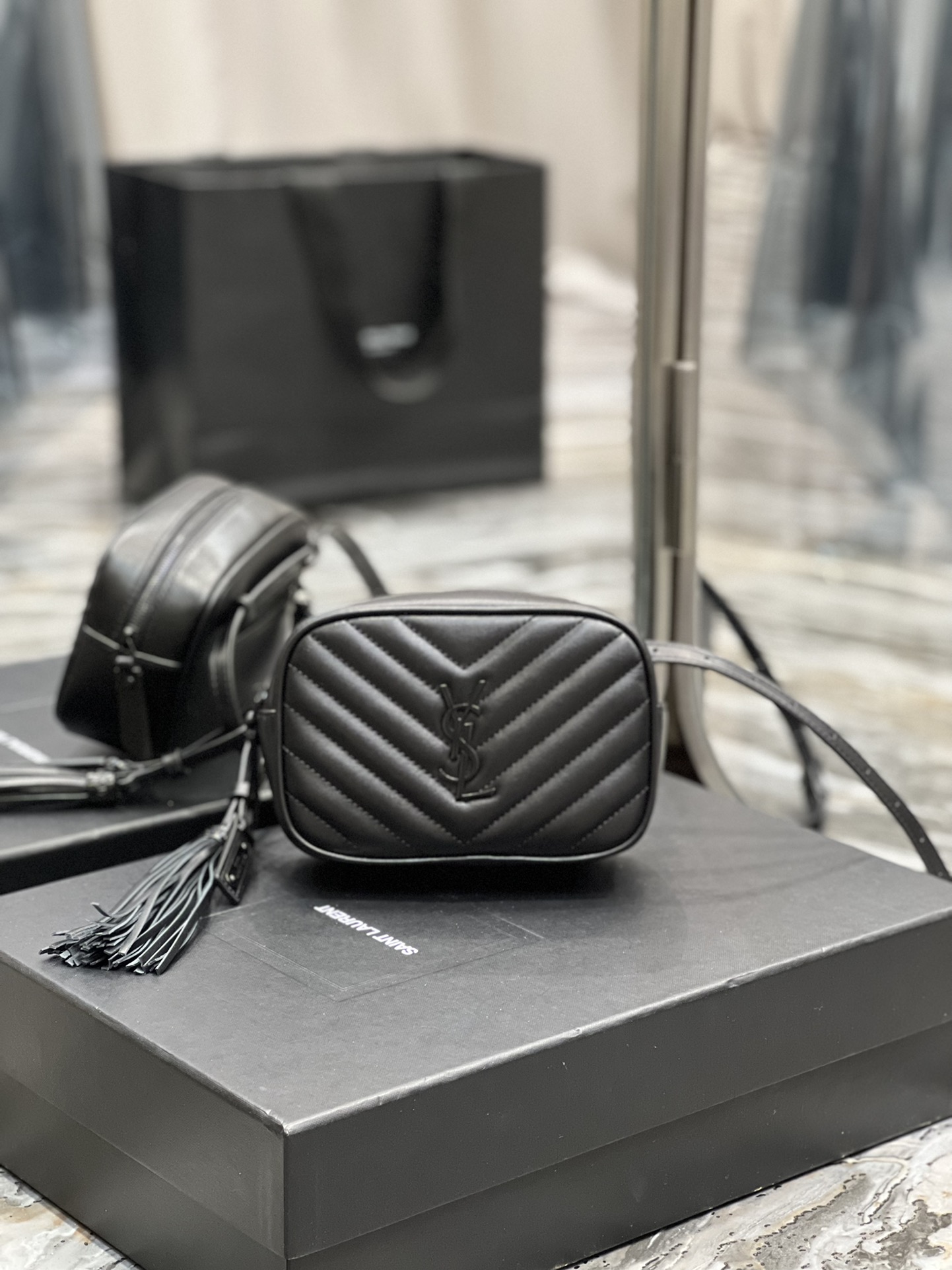 Saint Laurent Lou Belt Bag Black In Matelassé Black Metal Hardware For Women 6.1in/15cm YSL 534817DV7081000