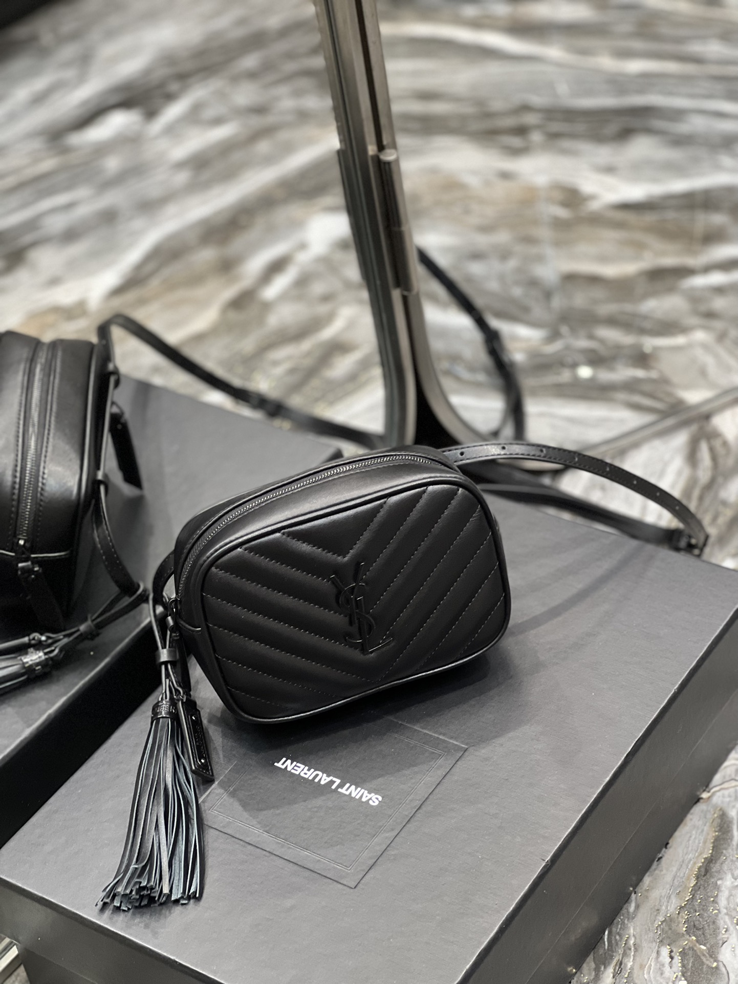 Saint Laurent Lou Belt Bag Black In Matelassé Black Metal Hardware For Women 6.1in/15cm YSL 534817DV7081000