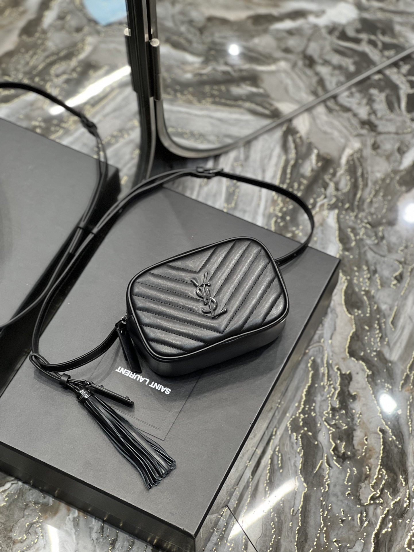 Saint Laurent Lou Belt Bag Black In Matelassé Black Metal Hardware For Women 6.1in/15cm YSL 534817DV7081000