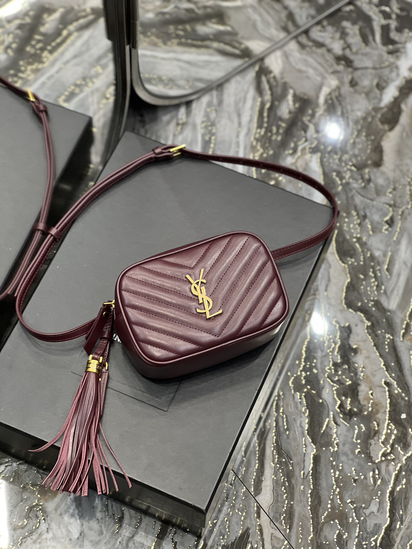 Saint Laurent Lou Belt Bag Red In Matelassé Gold Toned Hardware For Women 6.1in/15cm YSL 614031DV7072721