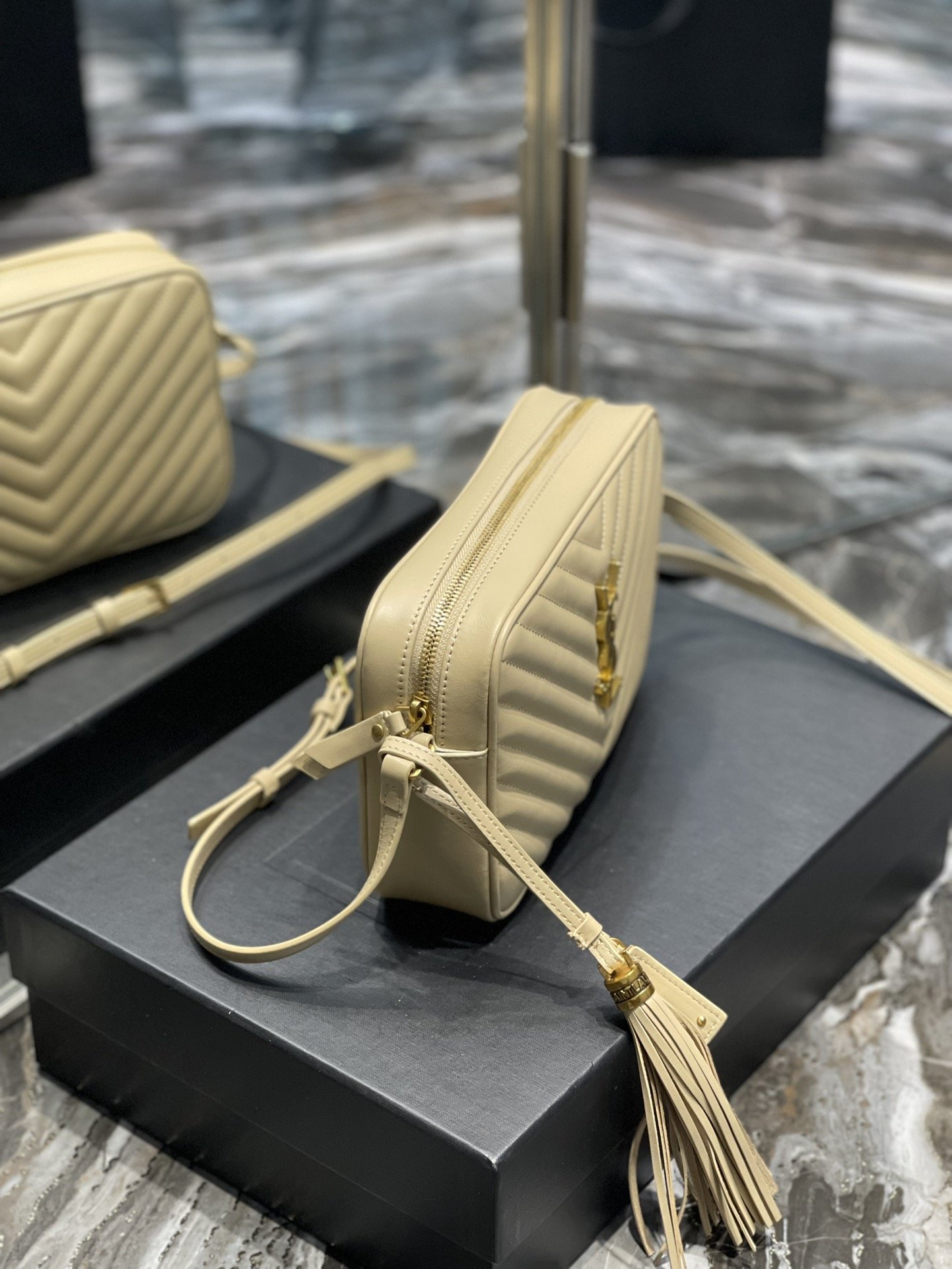 Saint Laurent Lou Camera Bag Beige With Gold Toned Hardware For Women 9in/23cm YSL 612544DV7072721