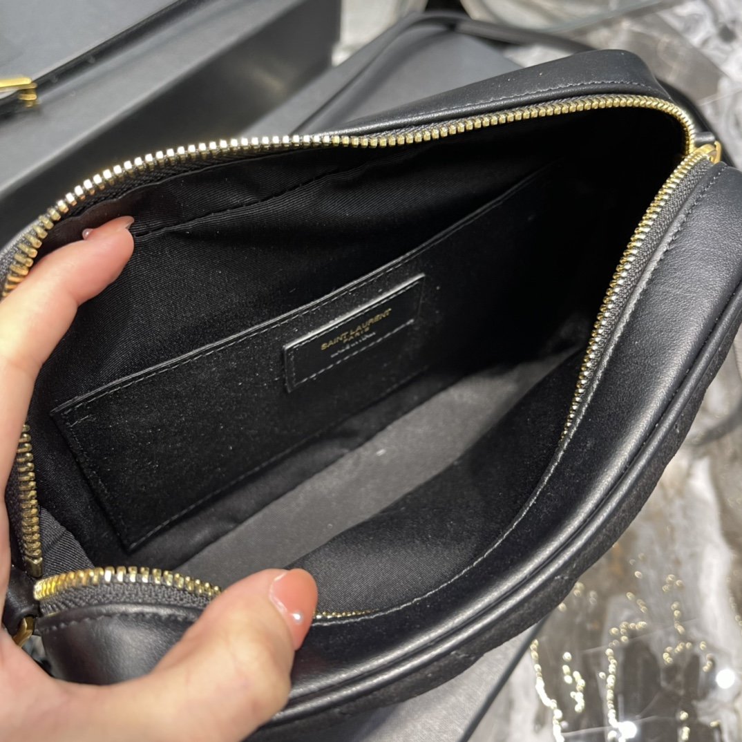 Saint Laurent Lou Camera Bag Black With Gold Hardware For Women 9in/23cm YSL 612544C4BW71000