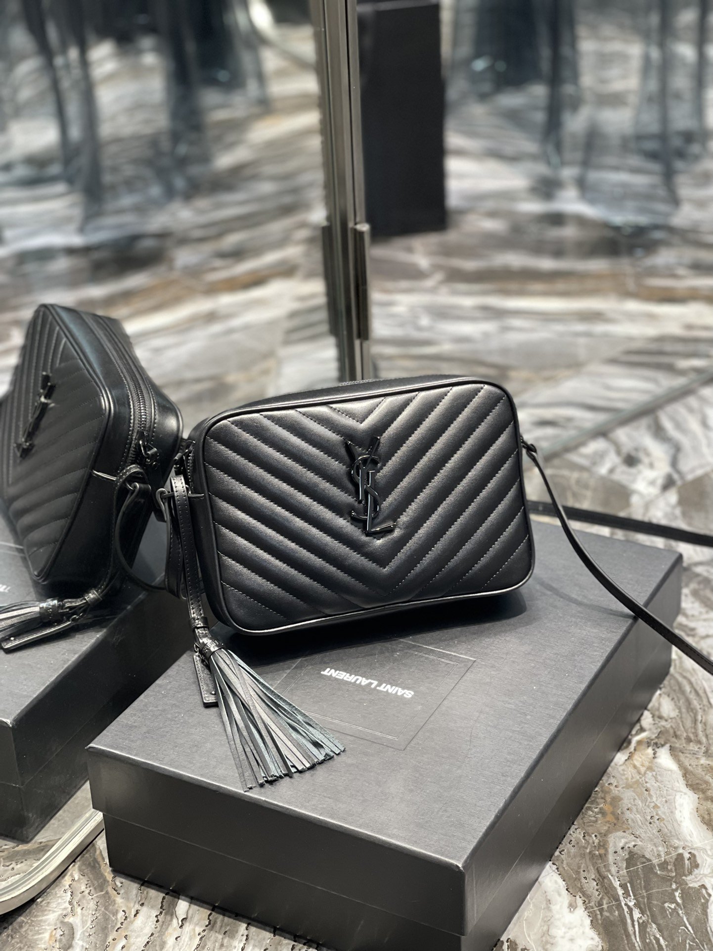 Saint Laurent Lou Camera Bag Black With Metal Hardware For Women 9in/23cm YSL 612544DV7081000