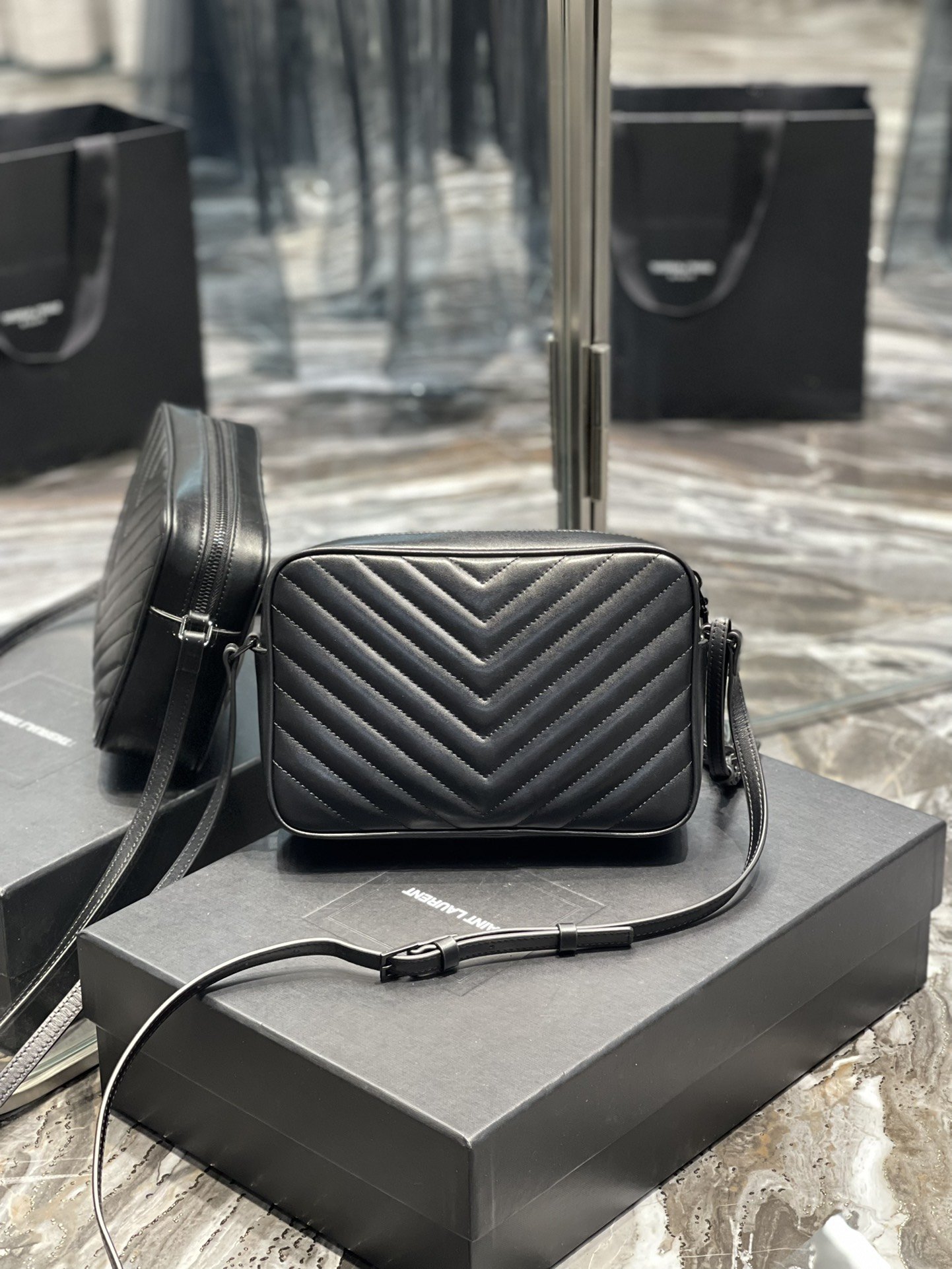 Saint Laurent Lou Camera Bag Black With Metal Hardware For Women 9in/23cm YSL 612544DV7081000