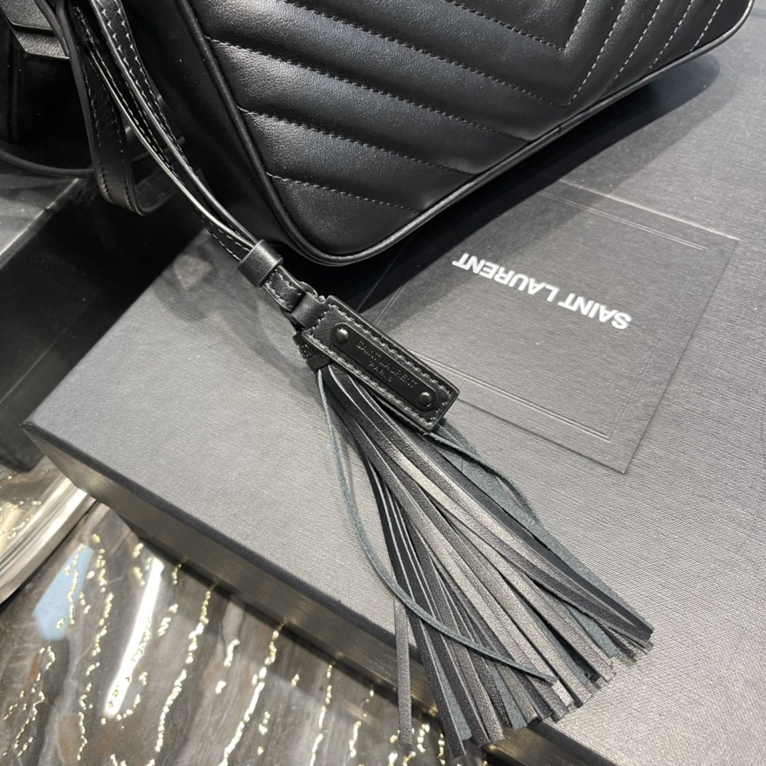 Saint Laurent Lou Camera Bag Black With Metal Hardware For Women 9in/23cm YSL 612544DV7081000