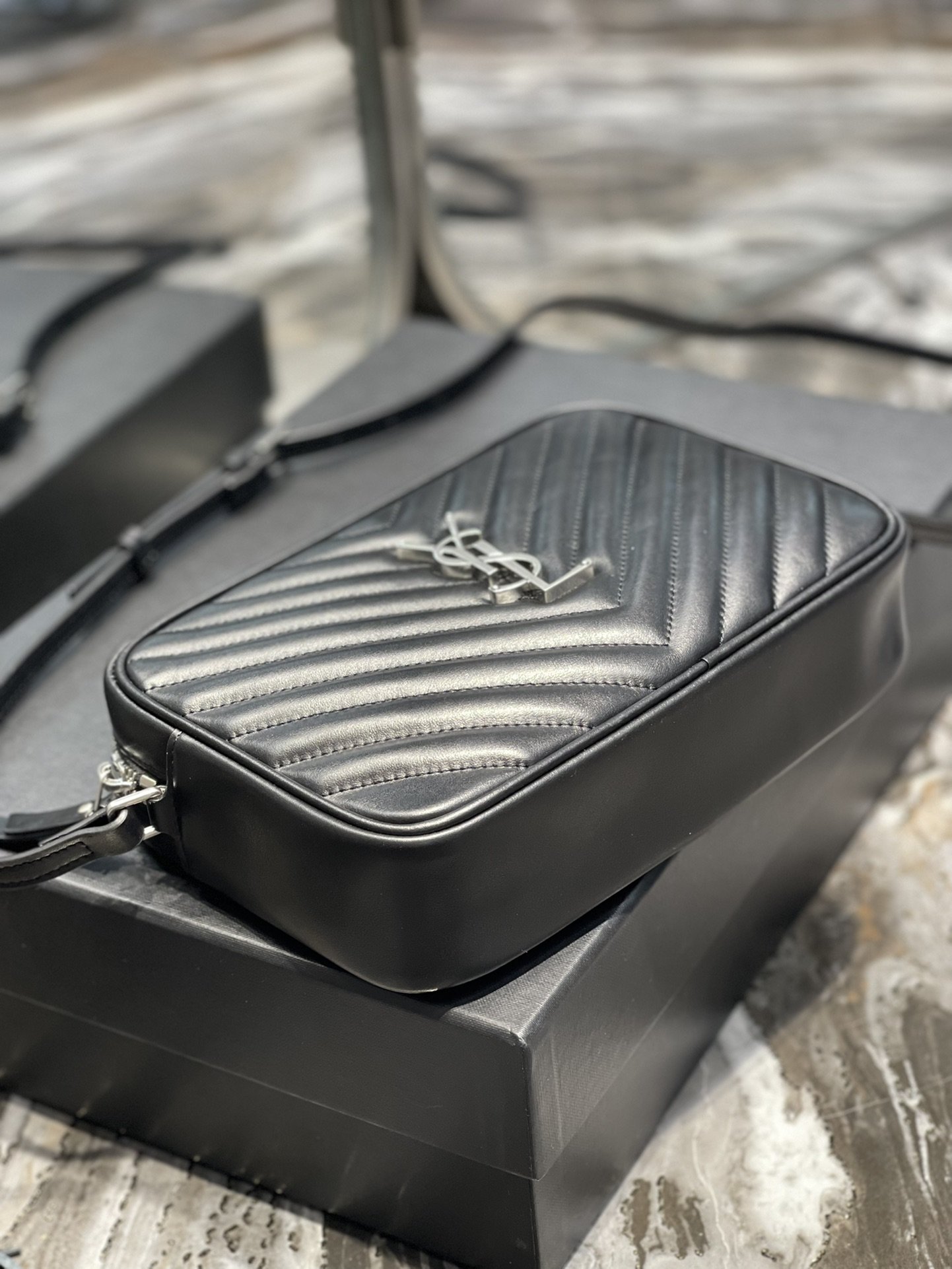 Saint Laurent Lou Camera Bag Black With Silver Toned Hardware For Women 9in/23cm YSL 612544DV7041000