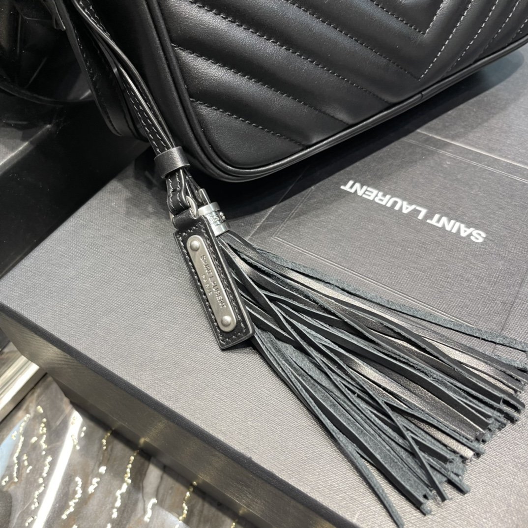 Saint Laurent Lou Camera Bag Black With Silver Toned Hardware For Women 9in/23cm YSL 612544DV7041000