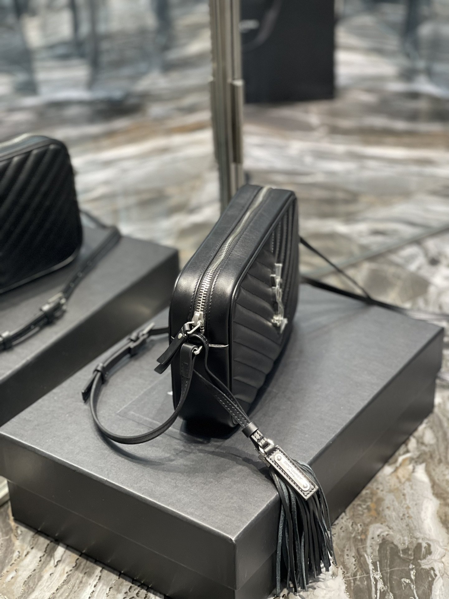 Saint Laurent Lou Camera Bag Black With Silver Toned Hardware For Women 9in/23cm YSL 612544DV7041000