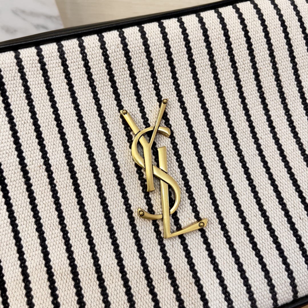 Saint Laurent Lou Camera Bag In Canvas Black And White For Women 9in/23cm YSL 612542FAACG9583