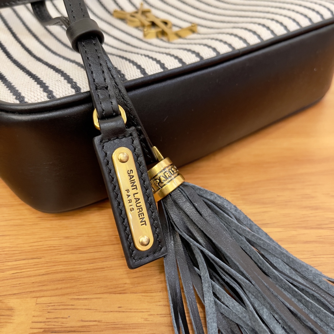 Saint Laurent Lou Camera Bag In Canvas Black And White For Women 9in/23cm YSL 612542FAACG9583