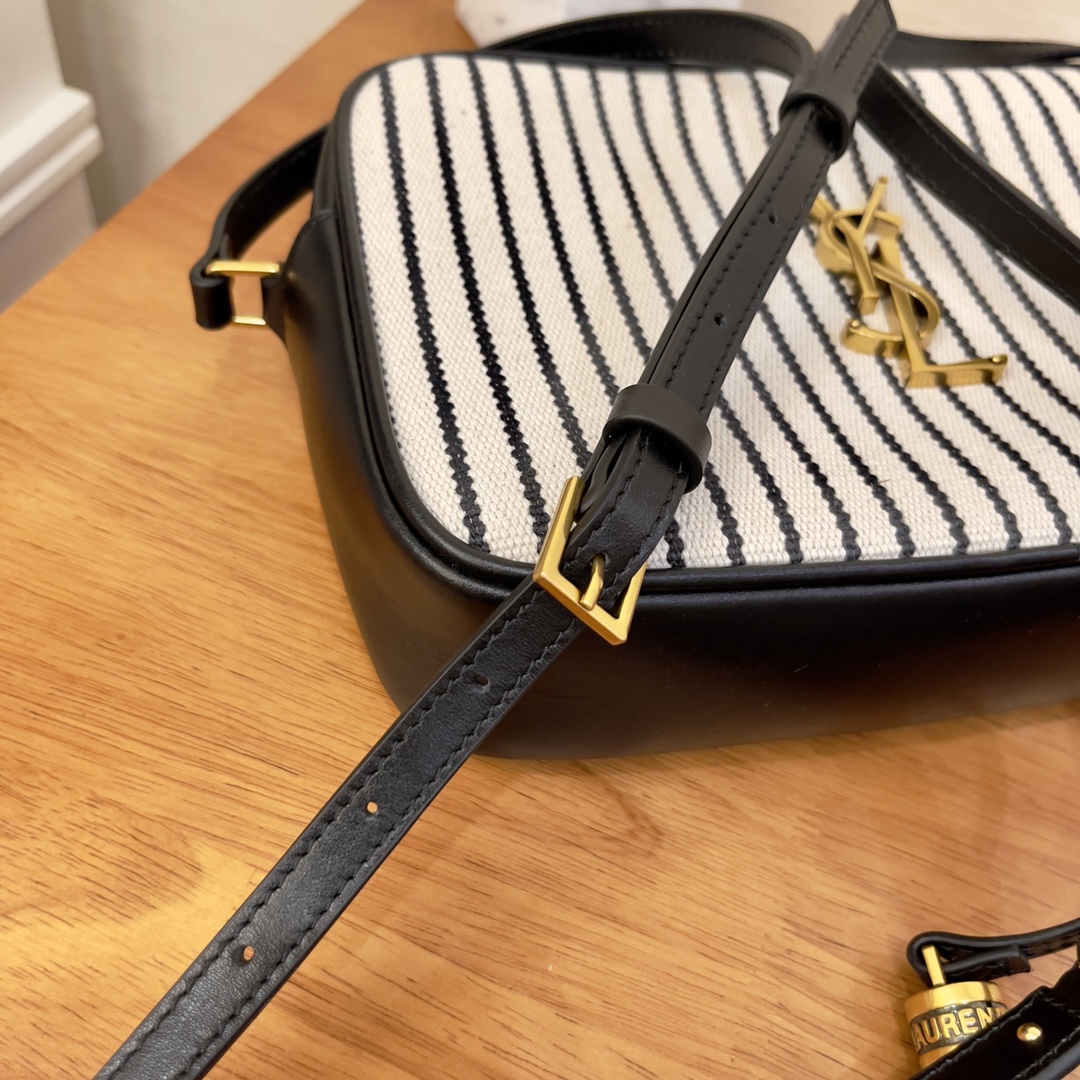 Saint Laurent Lou Camera Bag In Canvas Black And White For Women 9in/23cm YSL 612542FAACG9583