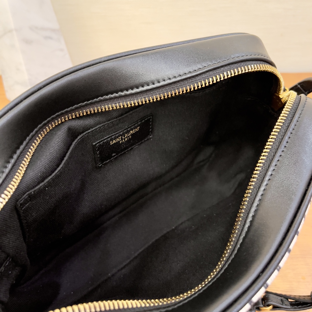 Saint Laurent Lou Camera Bag In Canvas Black And White For Women 9in/23cm YSL 612542FAACG9583