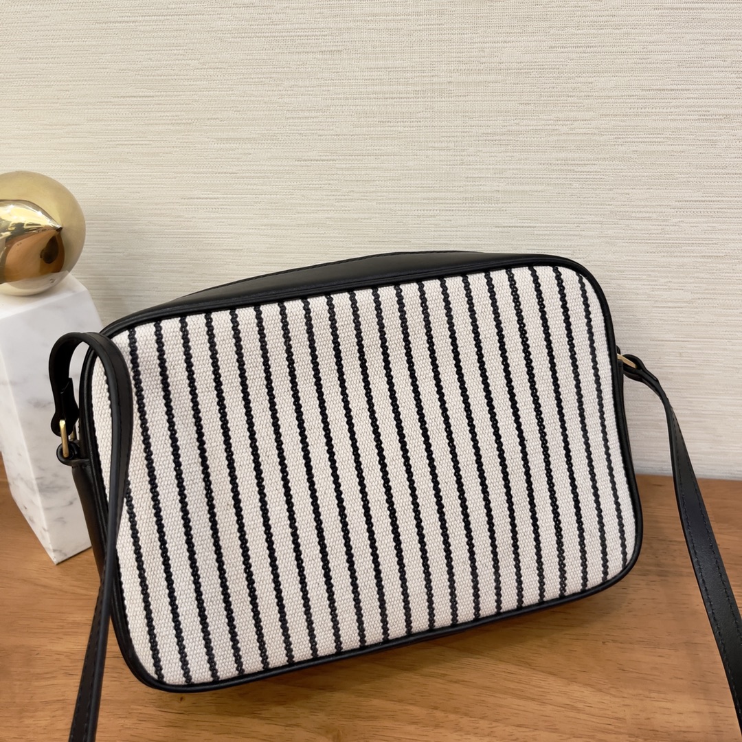 Saint Laurent Lou Camera Bag In Canvas Black And White For Women 9in/23cm YSL 612542FAACG9583