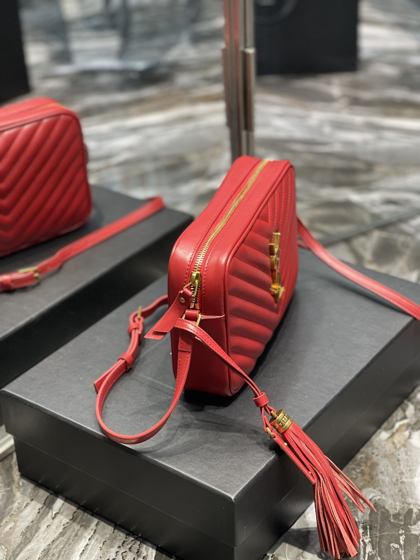 Saint Laurent Lou Camera Bag Red With Gold Toned Hardware For Women 9in/23cm YSL 612544DV7076008