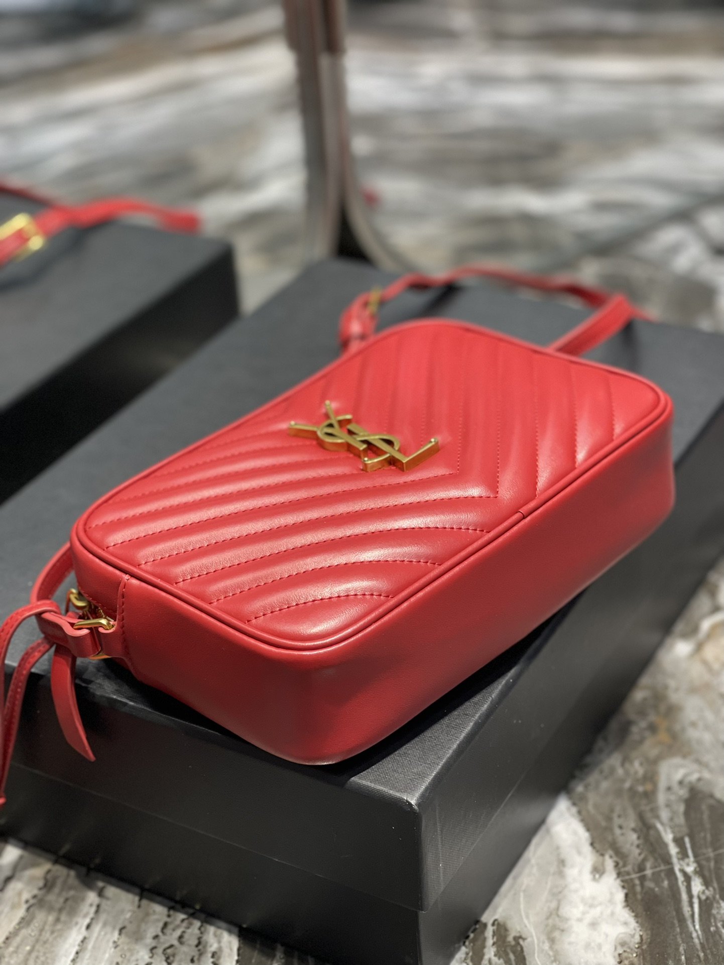 Saint Laurent Lou Camera Bag Red With Gold Toned Hardware For Women 9in/23cm YSL 612544DV7076008