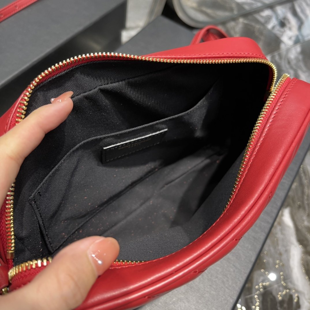 Saint Laurent Lou Camera Bag Red With Gold Toned Hardware For Women 9in/23cm YSL 612544DV7076008