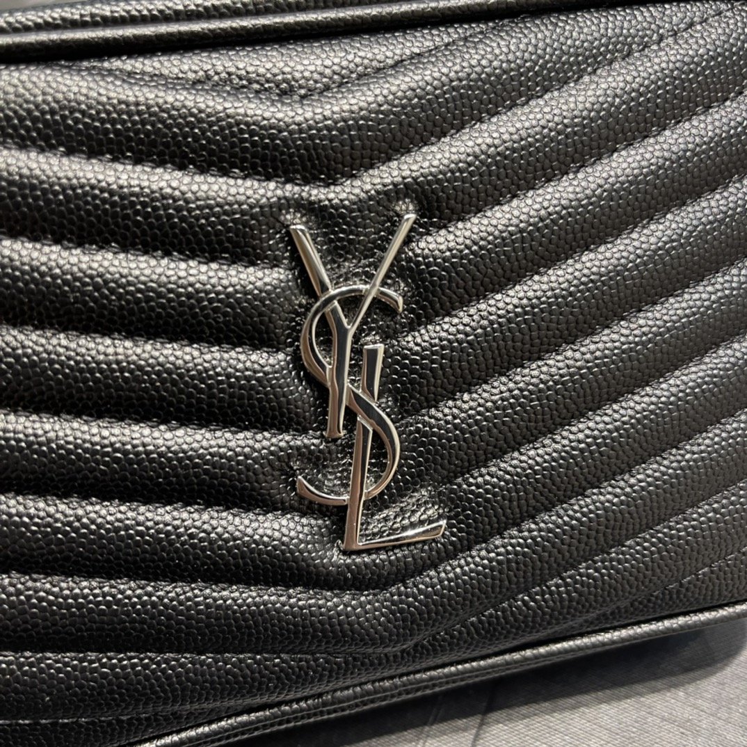 Saint Laurent Lou Mini Bag Black In Quilted Grain De Poudre With Silver Toned Hardware For Women 7.4in/19cm YSl 6125791GF021000