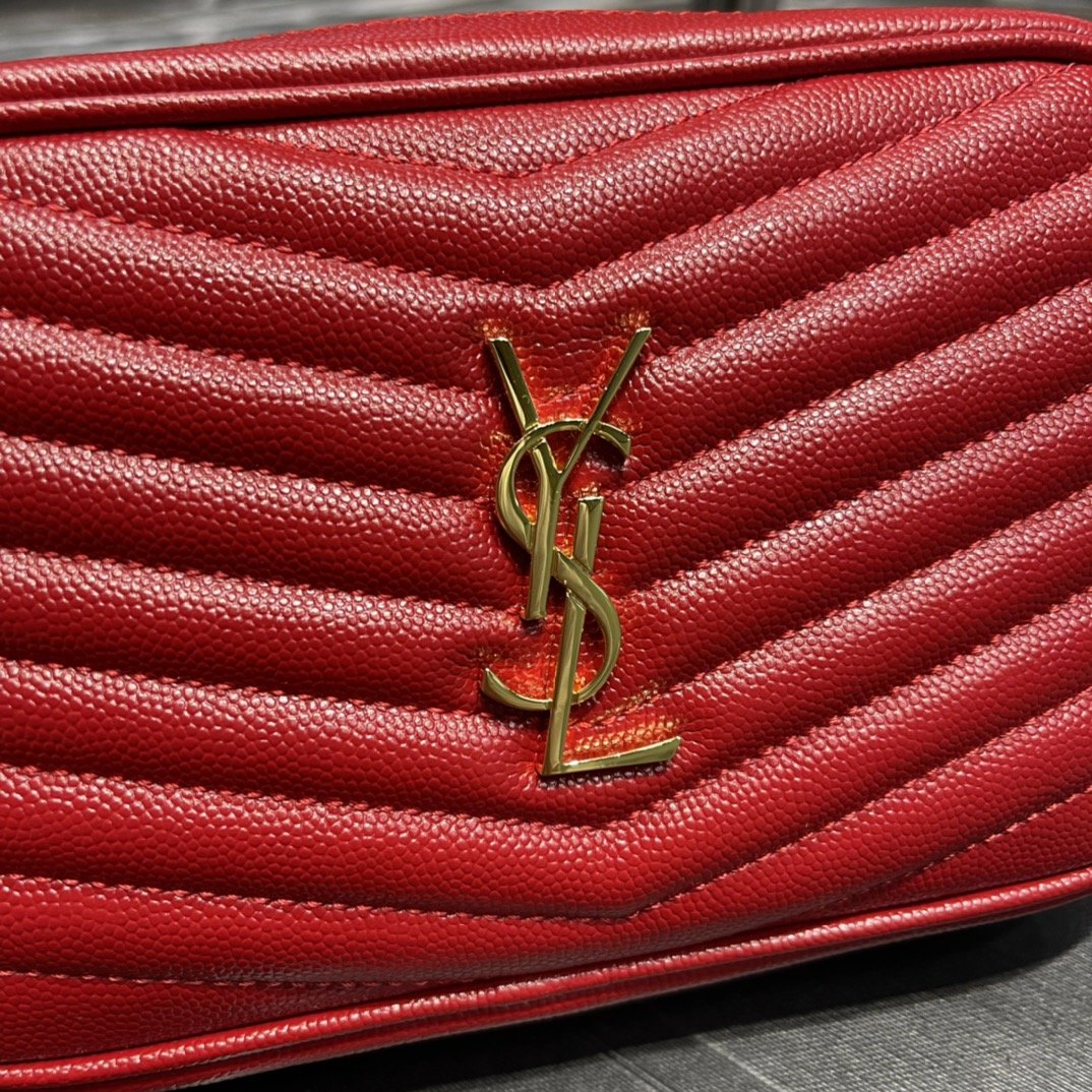 Saint Laurent Lou Mini Bag Red In Quilted Grain De Poudre With Gold Hardware For Women 7.4in/19cm YSl 6125791GF076008
