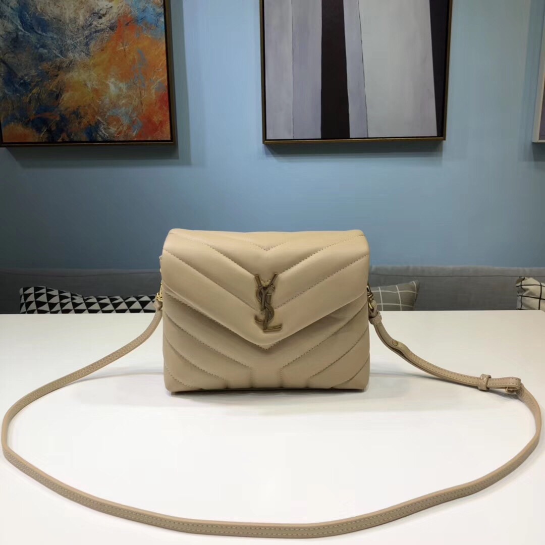Saint Laurent Loulou Mini Shoulder Bag Beige For Women 7in/18cm YSL