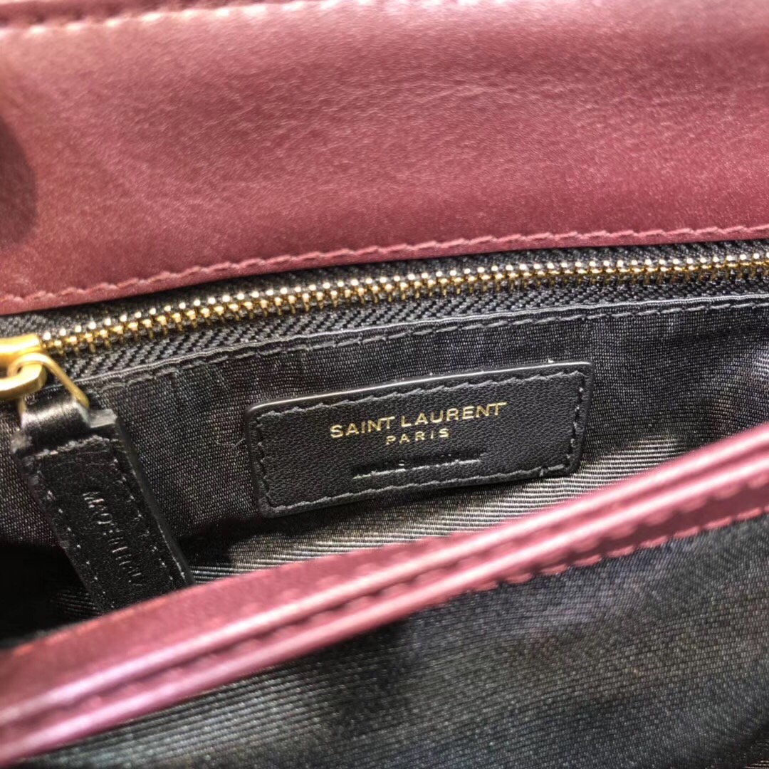 Saint Laurent Loulou Mini Shoulder Bag Burgundy For Women 7in/18cm YSL
