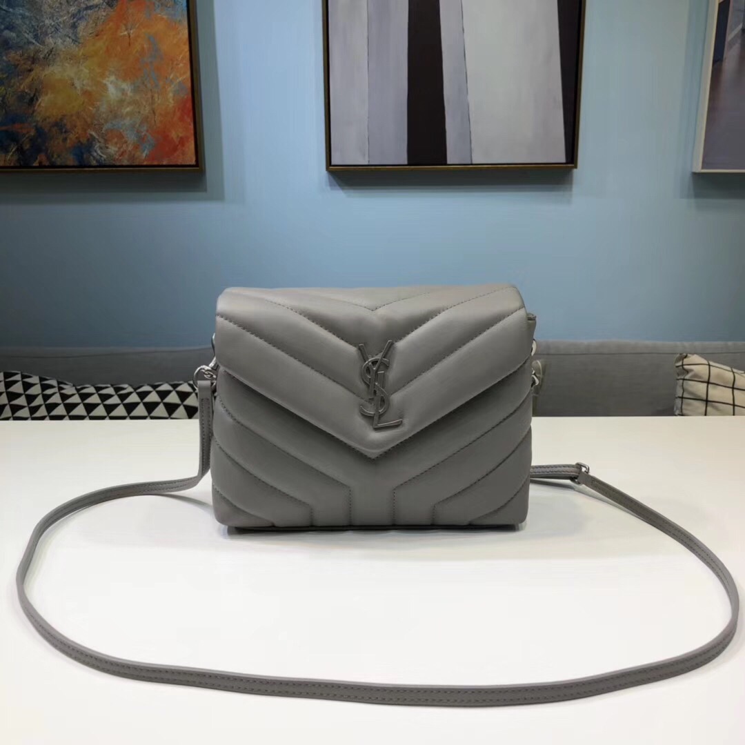 Saint Laurent Loulou Mini Shoulder Bag Grey For Women 7in/18cm YSL