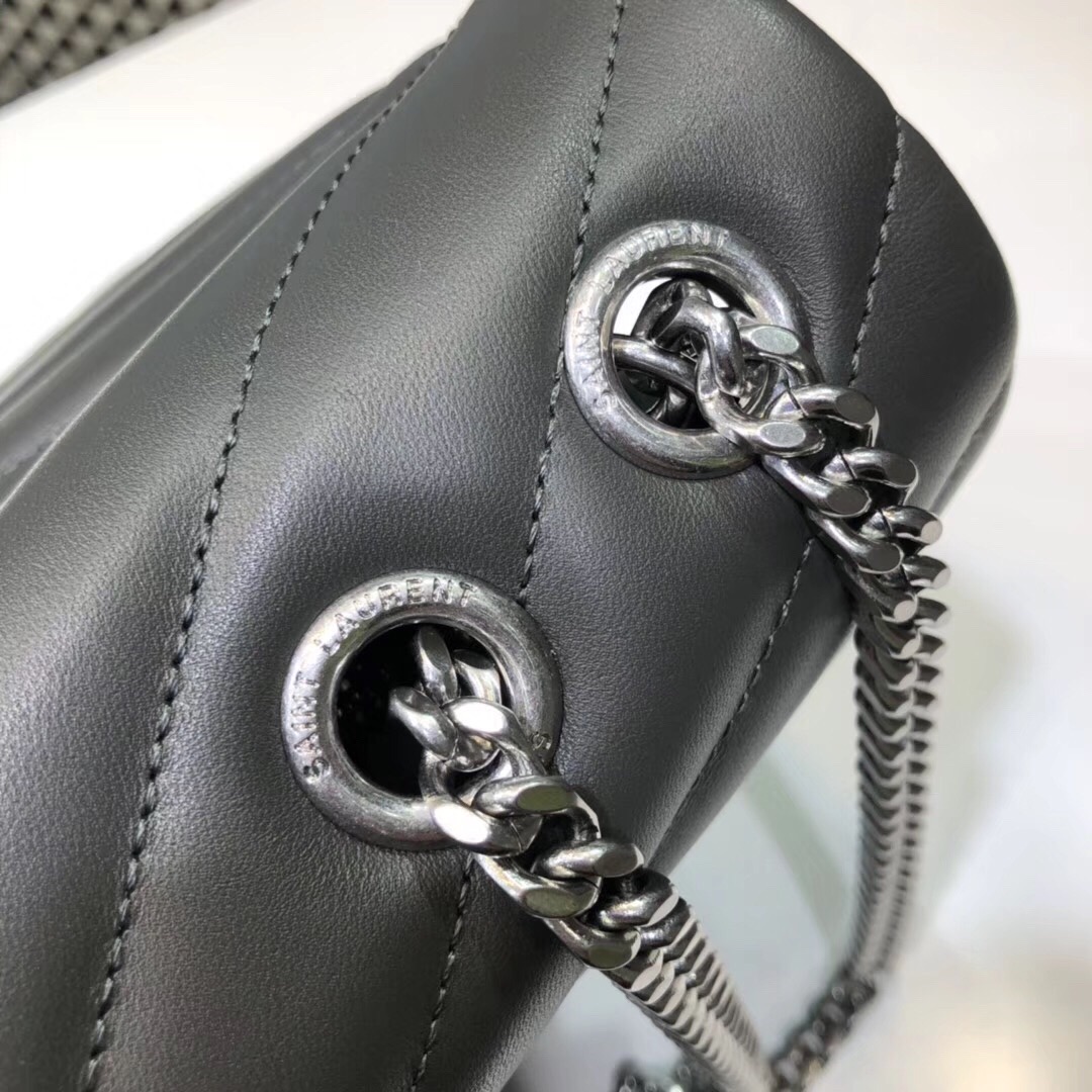 Saint Laurent Loulou Small Chain Bag In Matelassé “Y” Dark Green For Women 9.8in/23cm YSL
