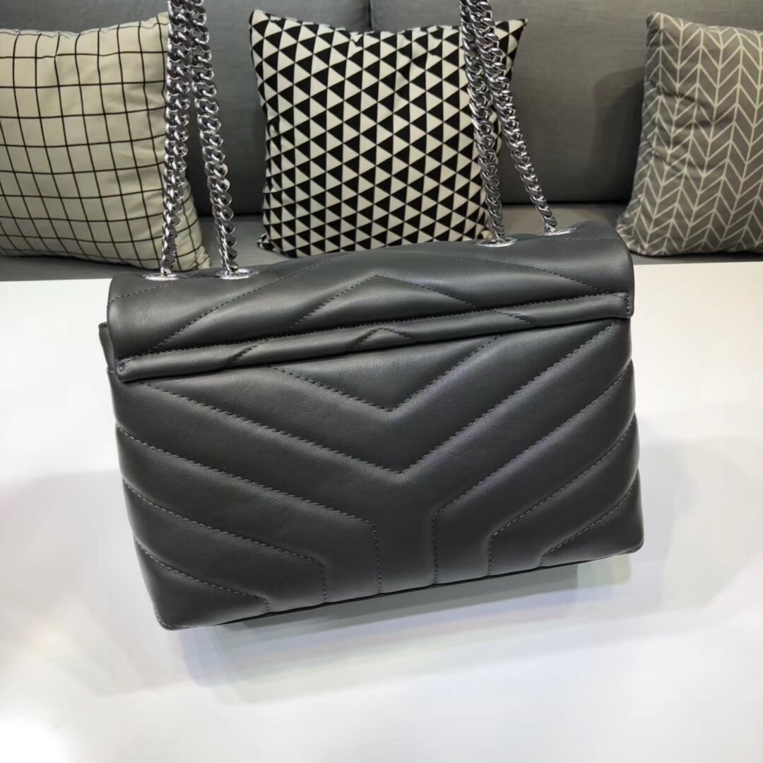Saint Laurent Loulou Small Chain Bag In Matelassé “Y” Dark Green For Women 9.8in/23cm YSL