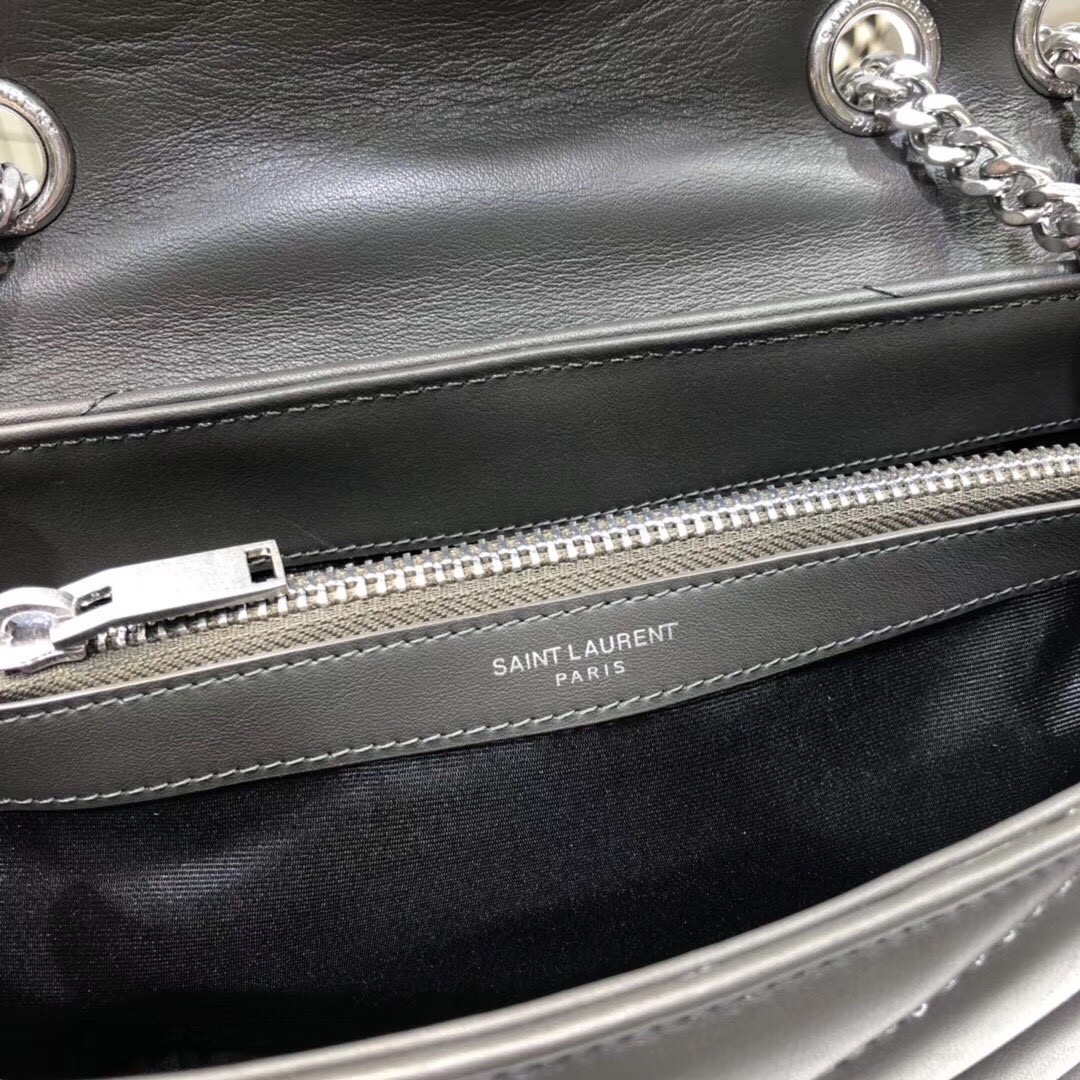 Saint Laurent Loulou Small Chain Bag In Matelassé “Y” Dark Green For Women 9.8in/23cm YSL