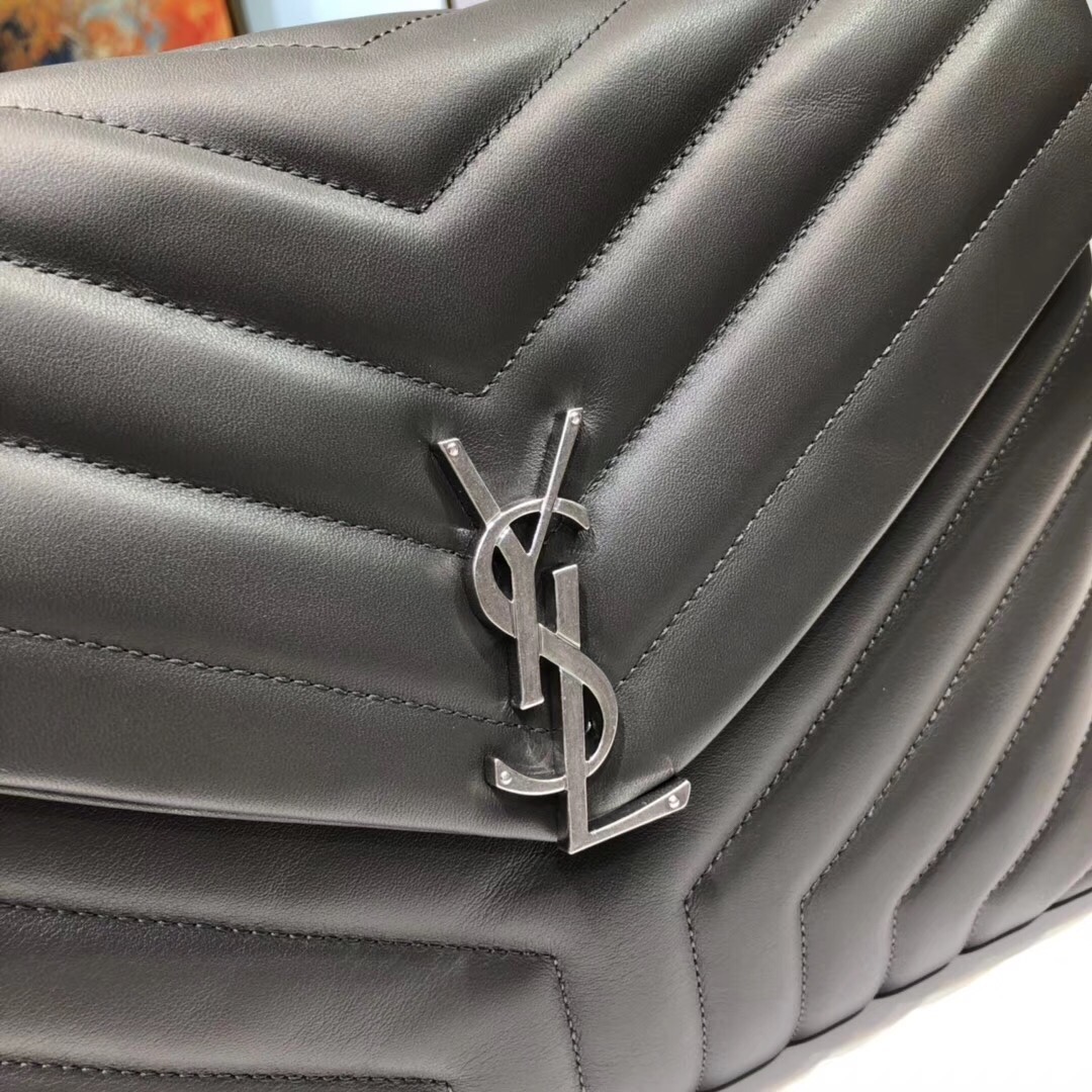Saint Laurent Loulou Small Chain Bag In Matelassé “Y” Dark Green For Women 9.8in/23cm YSL