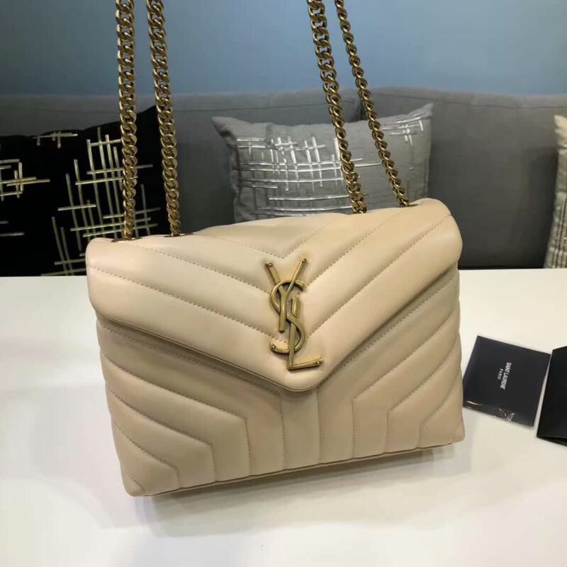 Saint Laurent Loulou Small Chain Bag In Matelassé “Y” Beige For Women 9.8in/23cm YSL 494699DV7272721
