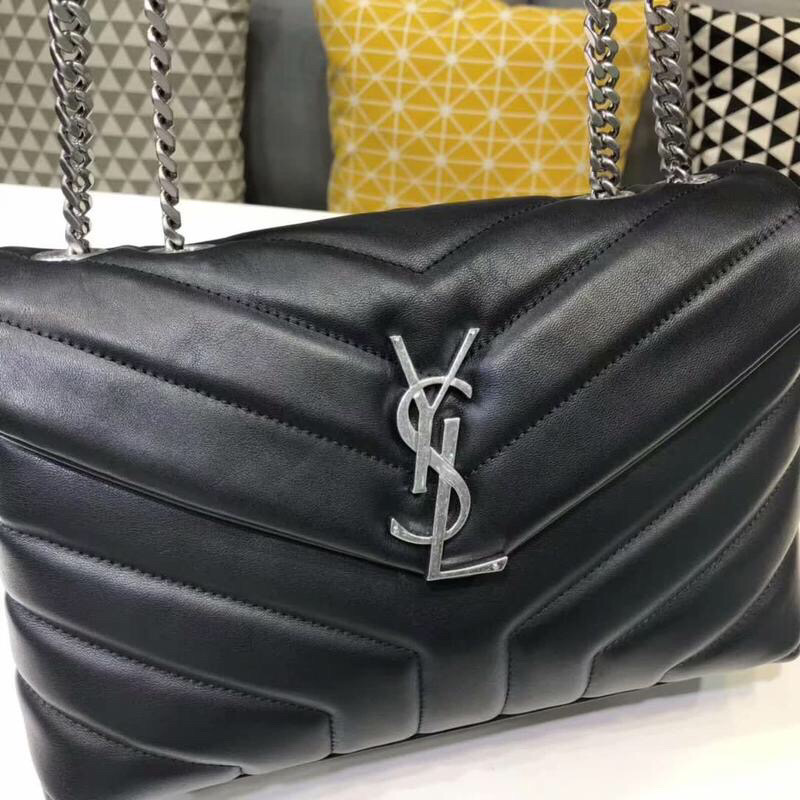 Saint Laurent Loulou Small Chain Bag In Matelassé “Y” Black For Women 9.8in/23cm