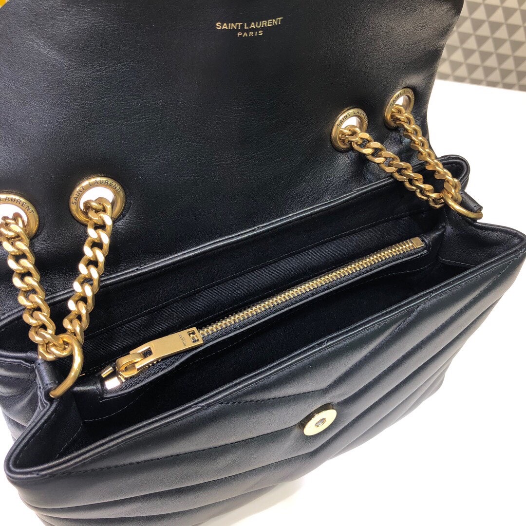 Saint Laurent Loulou Small Chain Bag In Matelassé “Y” Black For Women 9.8in/23cm