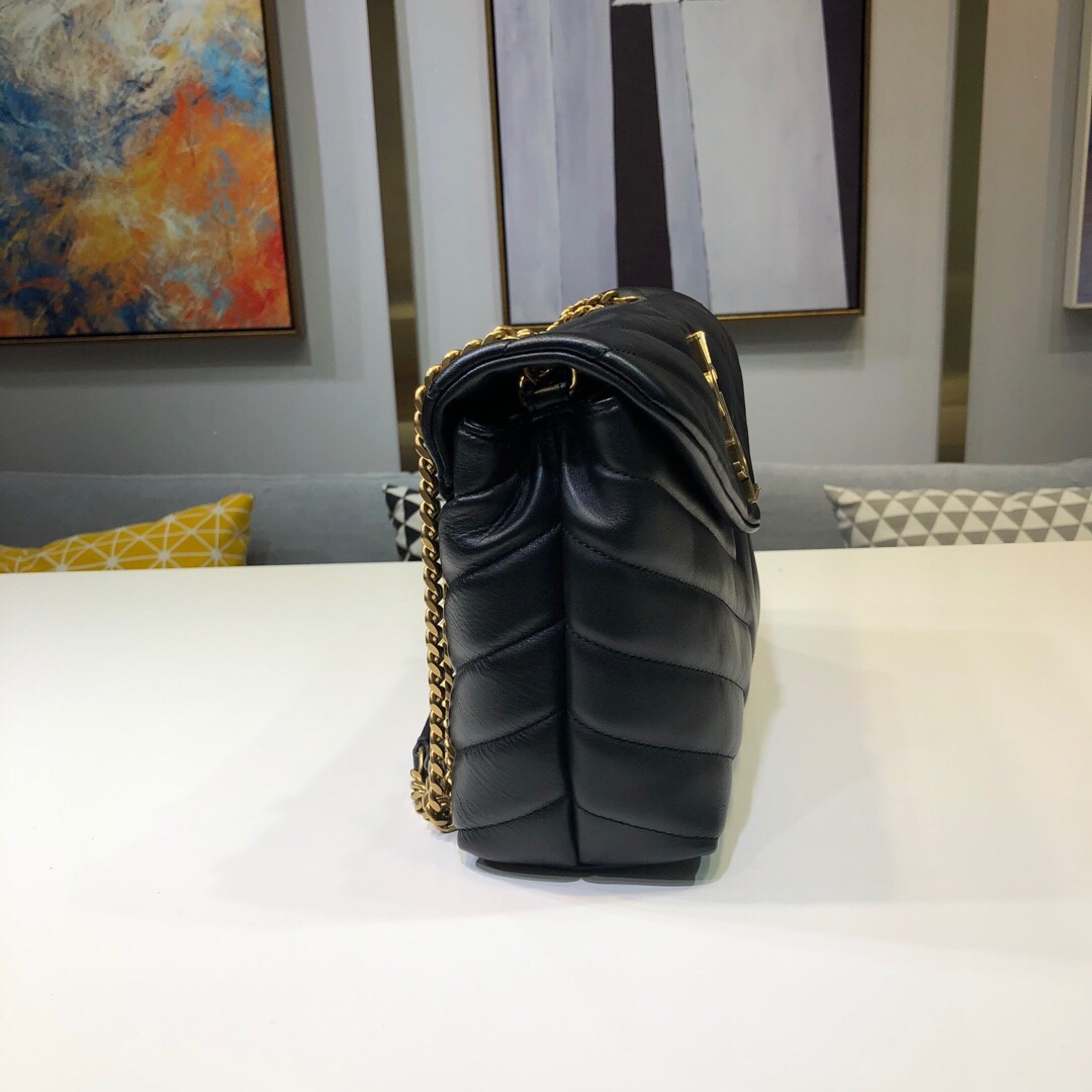 Saint Laurent Loulou Small Chain Bag In Matelassé “Y” Black For Women 9.8in/23cm