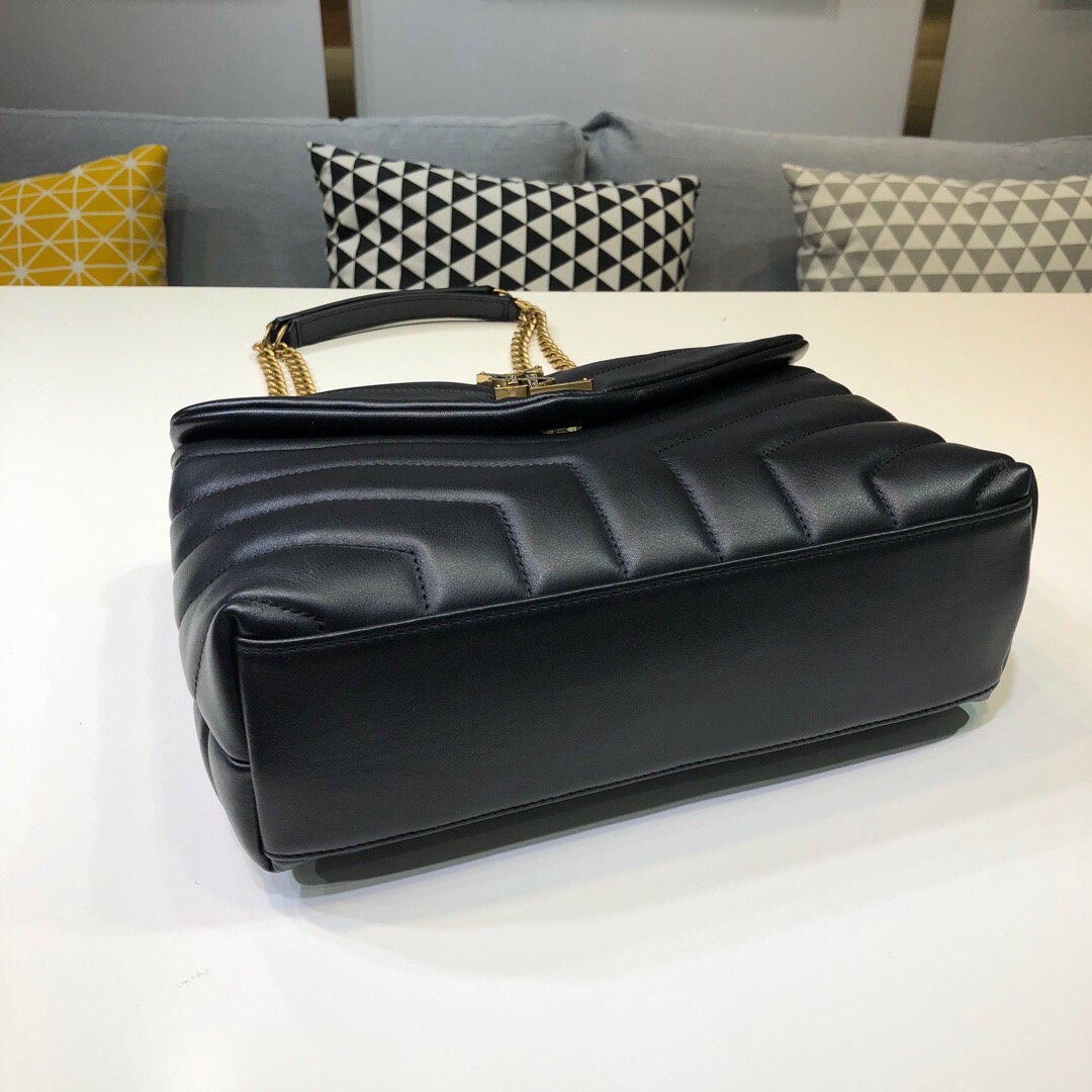 Saint Laurent Loulou Small Chain Bag In Matelassé “Y” Black For Women 9.8in/23cm