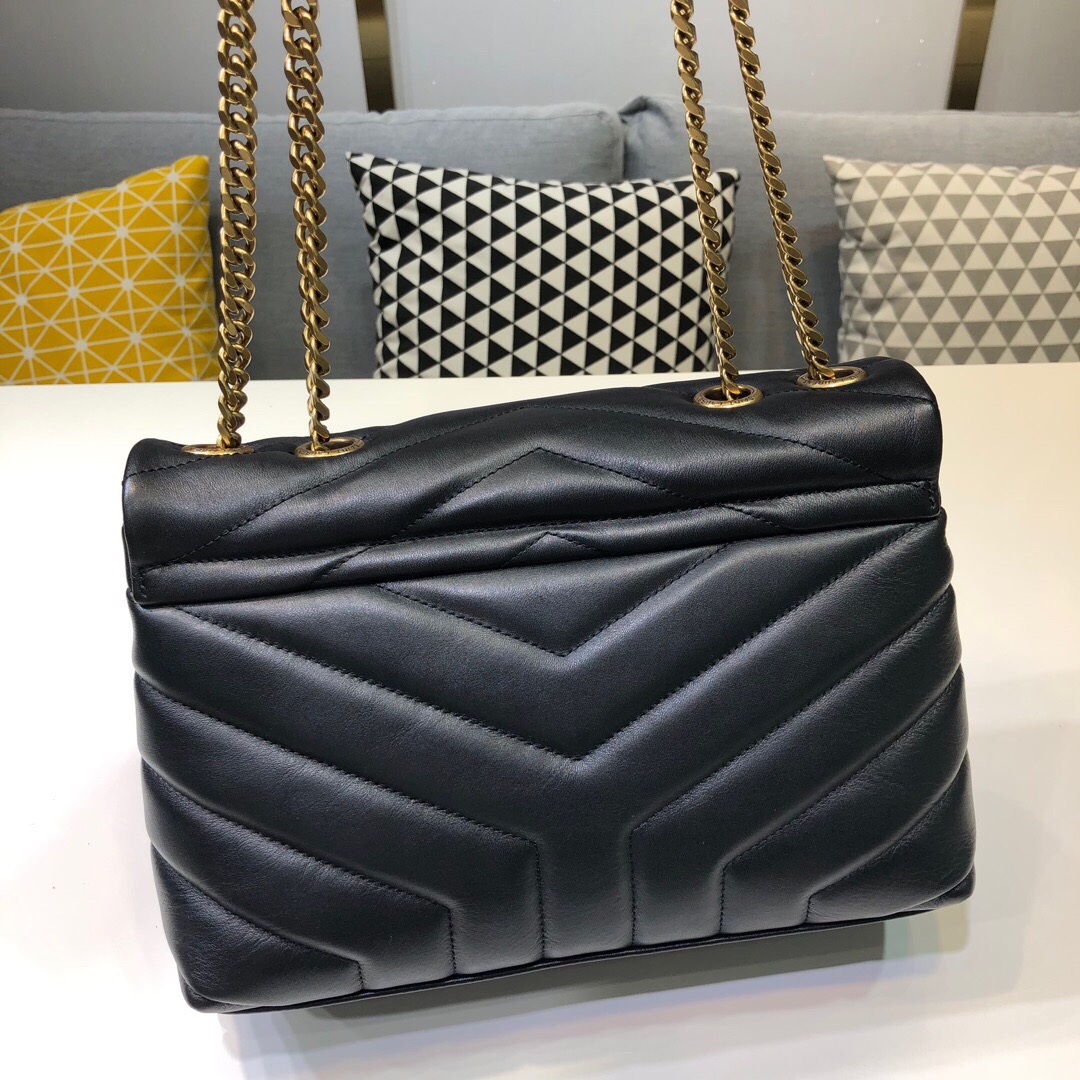 Saint Laurent Loulou Small Chain Bag In Matelassé “Y” Black For Women 9.8in/23cm