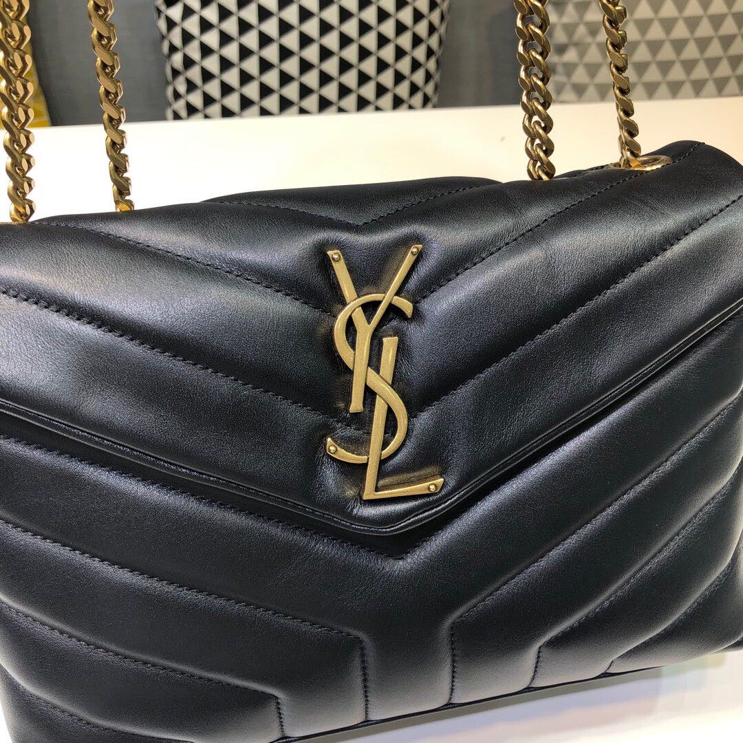 Saint Laurent Loulou Small Chain Bag In Matelassé “Y” Black For Women 9.8in/23cm